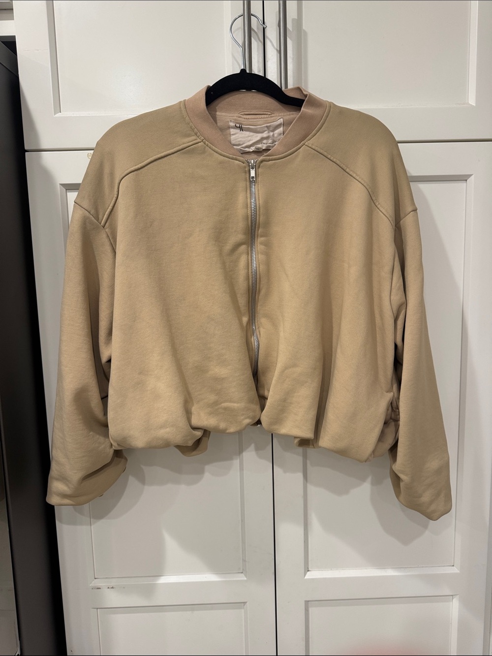 Pilcro Beige Cropped Bomber Jacket